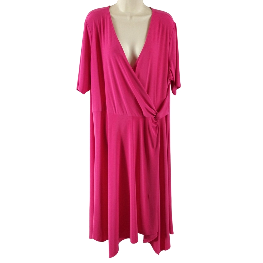Nina Leonard Lipstick Pink Midi Dress